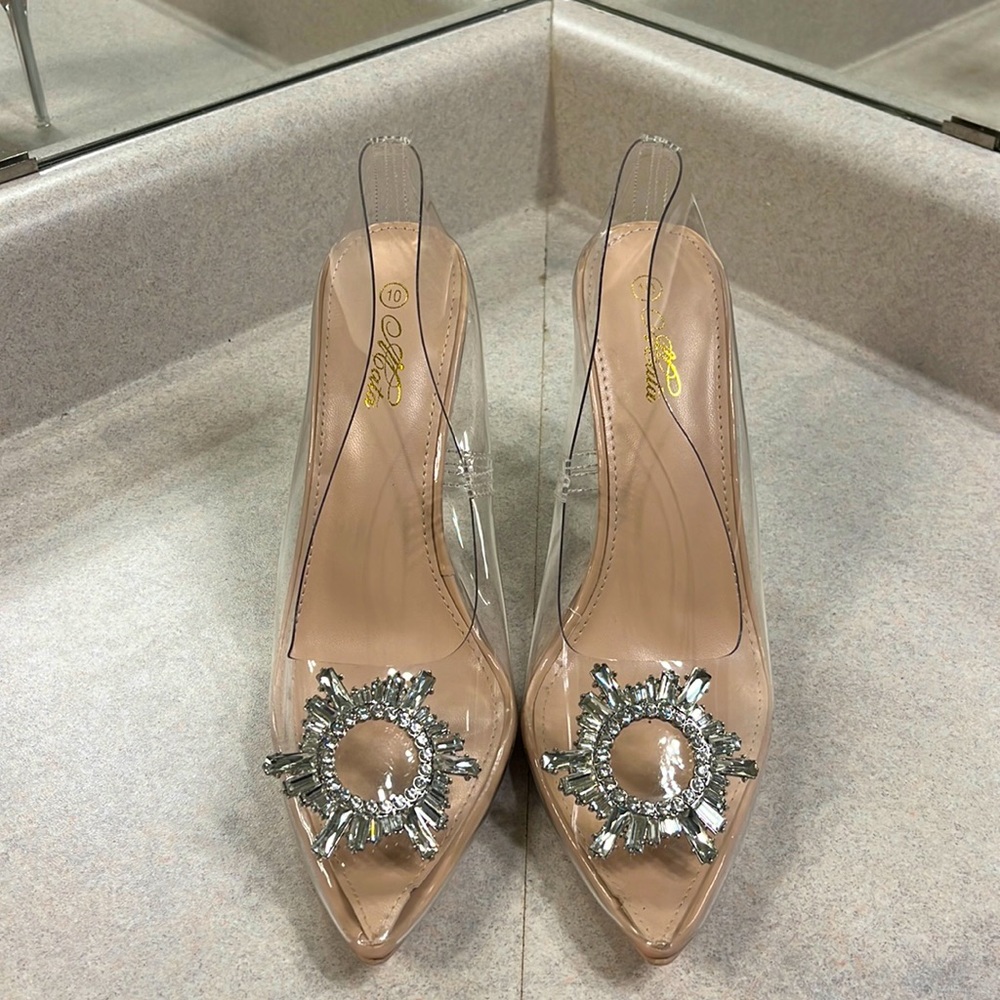 Transparent heels Size 10 (W)